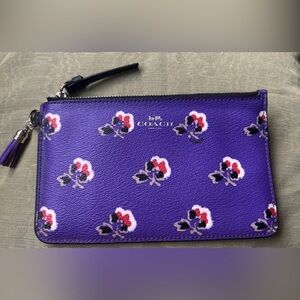 Coach Purple Pouch with Floral Pattern EUC